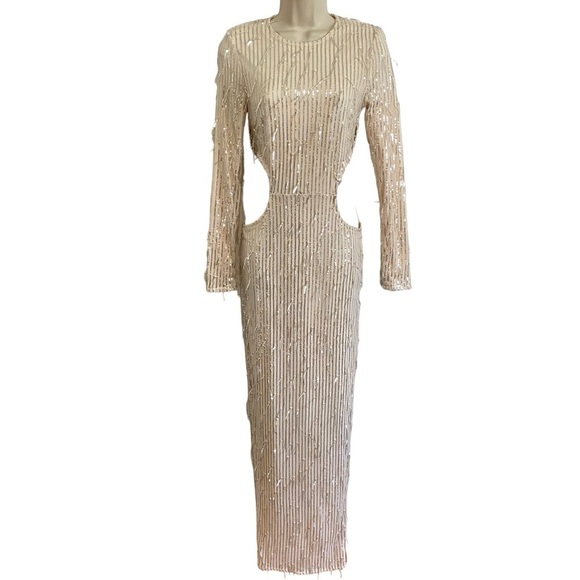 FASHION NOVA Nude Giving Details Sequin Maxi Dress - Picture 6 of 15